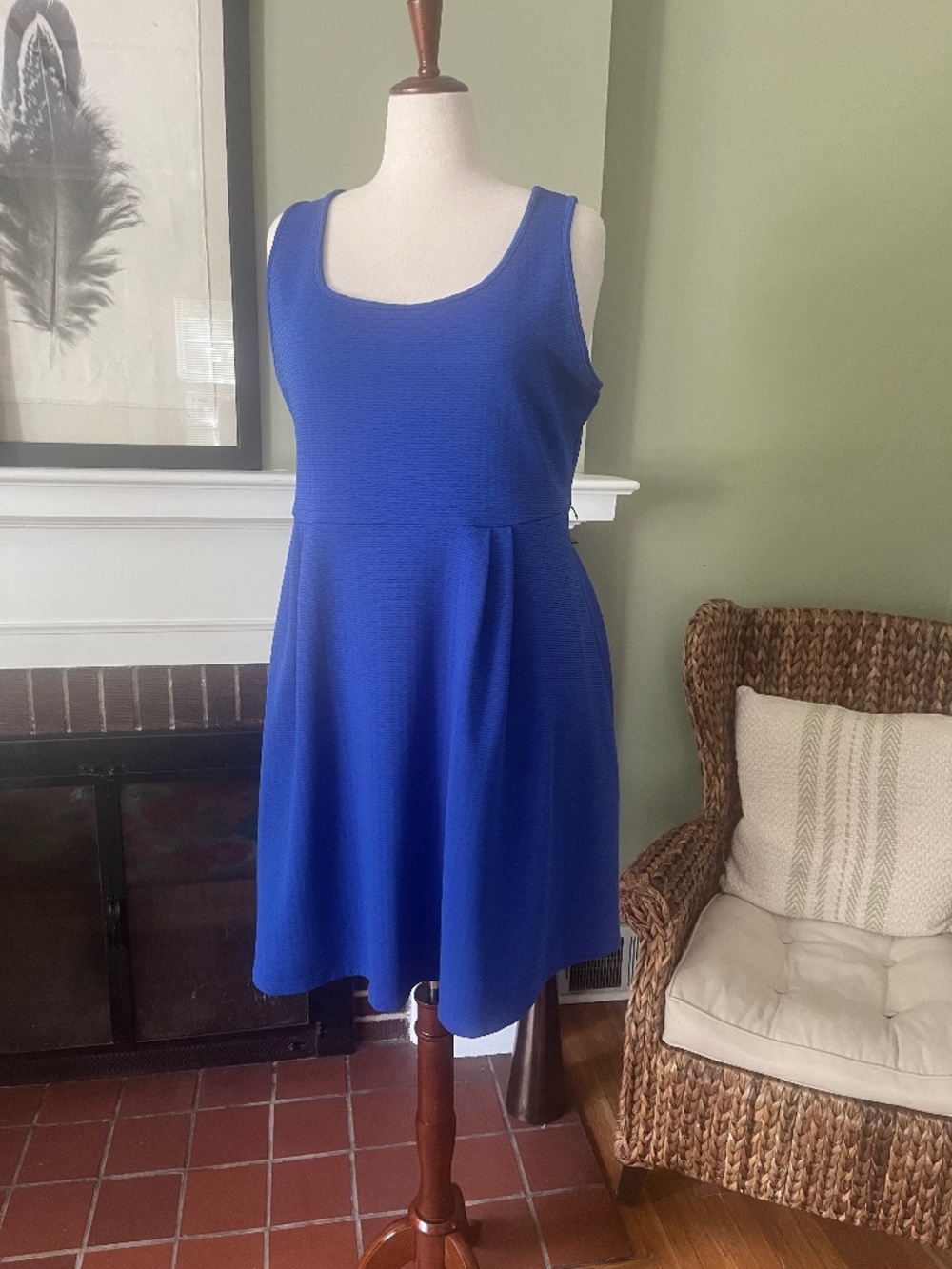 Lane Bryant Cobalt Blue Textured Fit & Flare Dress | Size 16